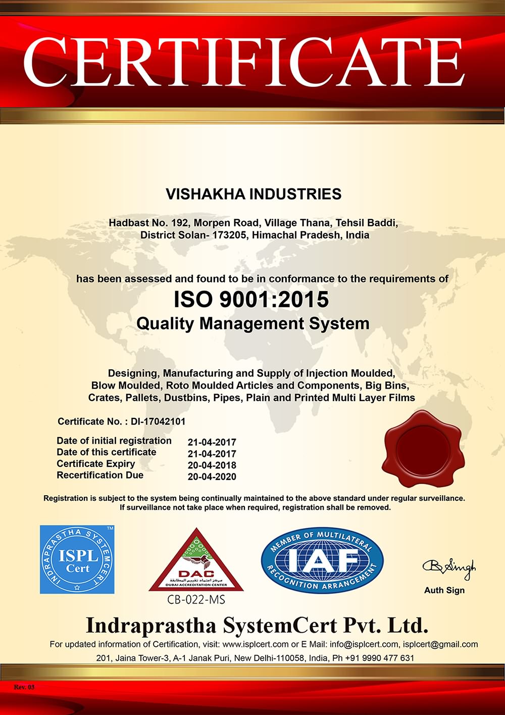 ISO CERTIFICATE 2017-18